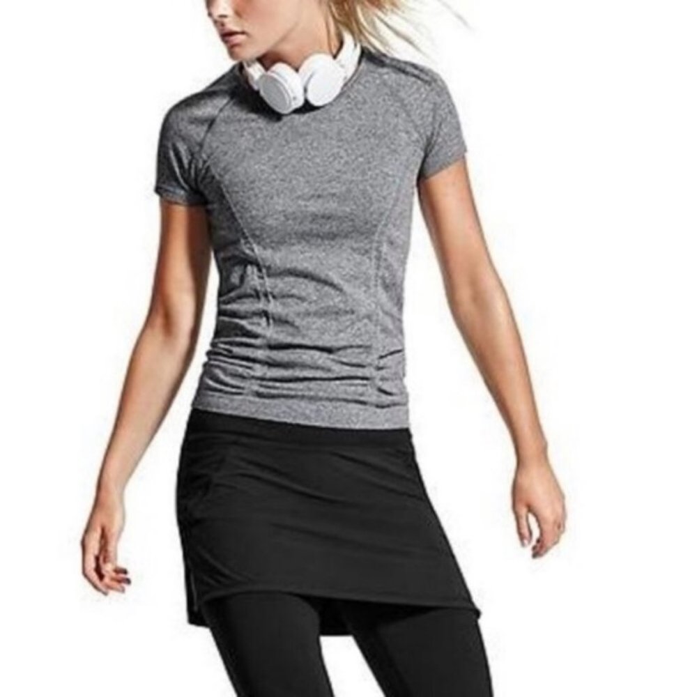 Athleta Fast Track Tee Ruched Seamless Shirt Med